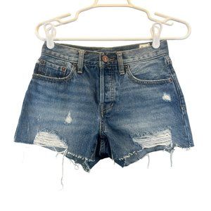 NWT We The Free People Womens Size 24 Button Fly Distressed Cut Off Jean Shorts